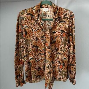 Melloday Nordstrom Paisley Print Tie Neck Retro Blouse